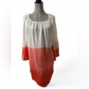 Exist White to Coral Ombre Peasant Tunic